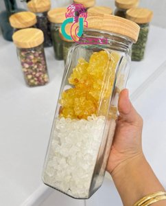 شیشه حبوبات سایز بزرگ با درب چوبی