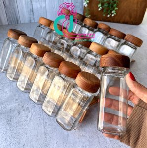 شیشه ادویه با درب چوبی