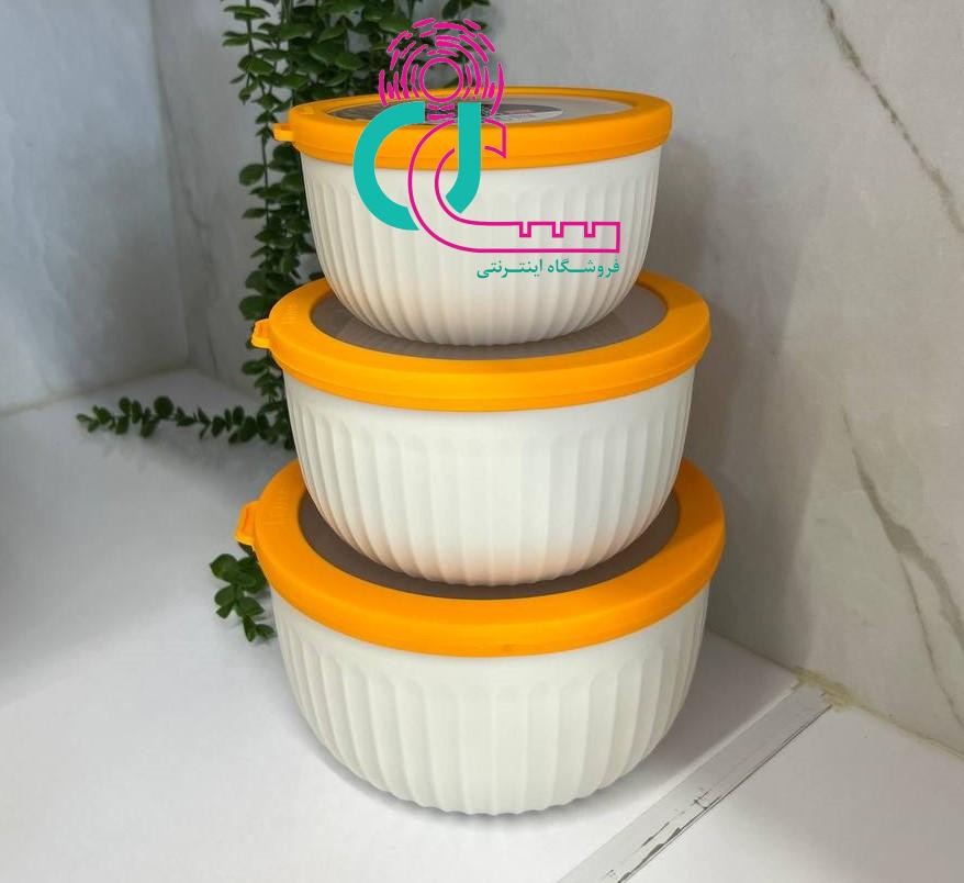 ظرف سه تیکه درب رنگی (دایره) (طوسی، پلاستیک درجه یک)